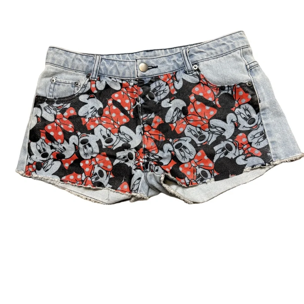 Disney Minnie Mouse Red Black Denim Shorts Size 5